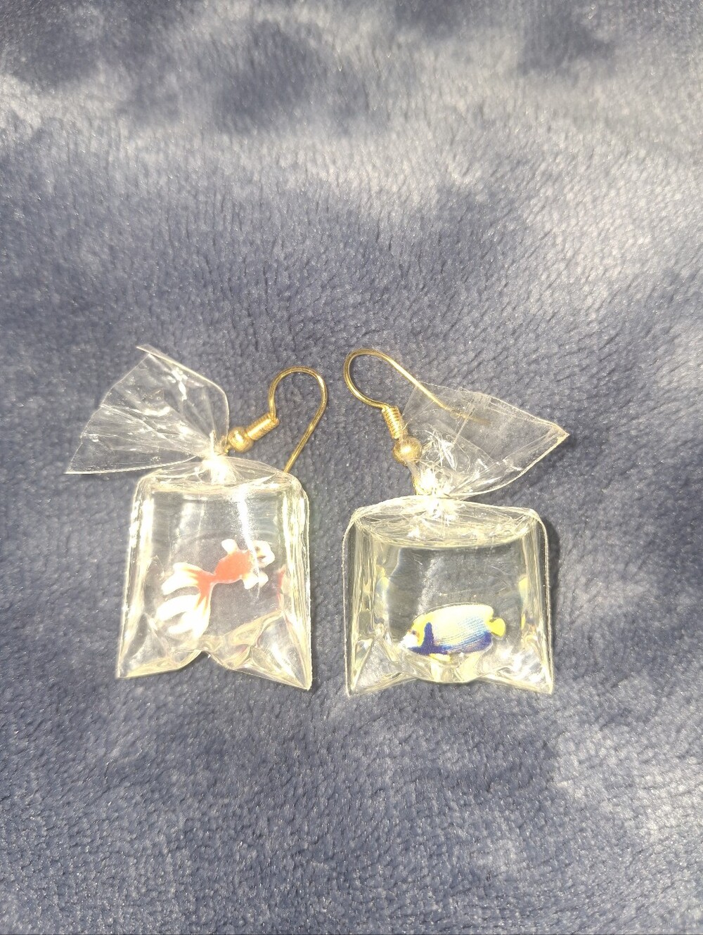 Clear Fish Bag Dangle Earrings - Kids Accessories in Gold